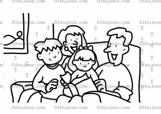 Dibujo para colorear Colorear Familia Leyendo Un Libro