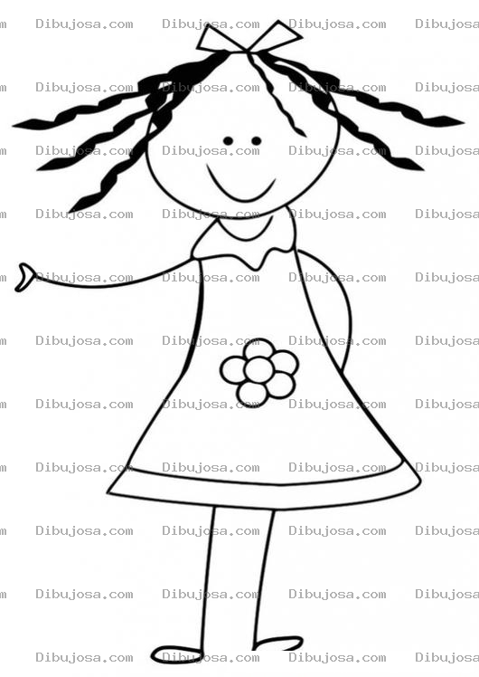 Dibujo para colorear Colorear Hermana Con Vestido De Flor