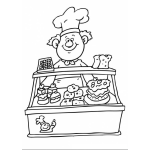 Dibujo para colorear Colorear Pastelero Con Mostrador De Pasteles