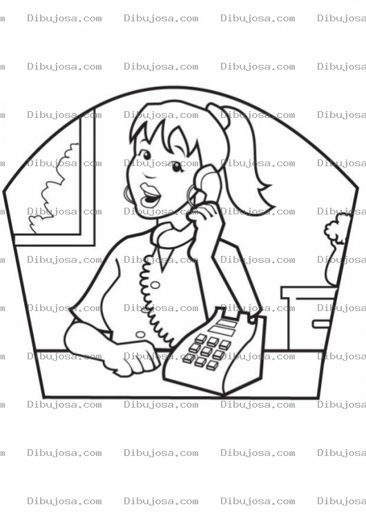 Dibujo para colorear Colorear Secretaria Llamando Por Telefono
