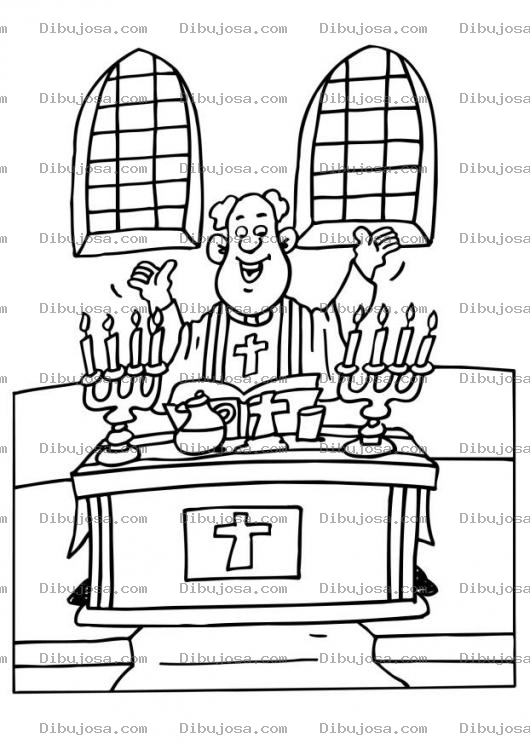 Dibujo para colorear Colorear Padre Predicando En Misa