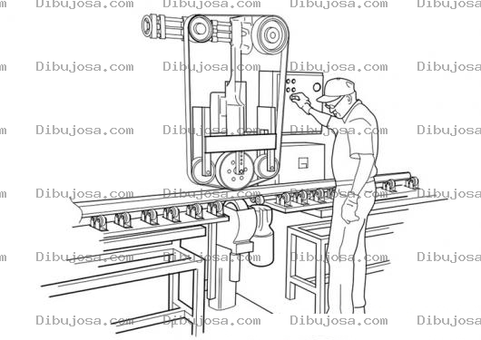 Dibujo para colorear Colorear Empleado De Planta Industrial En Linea De Produccion