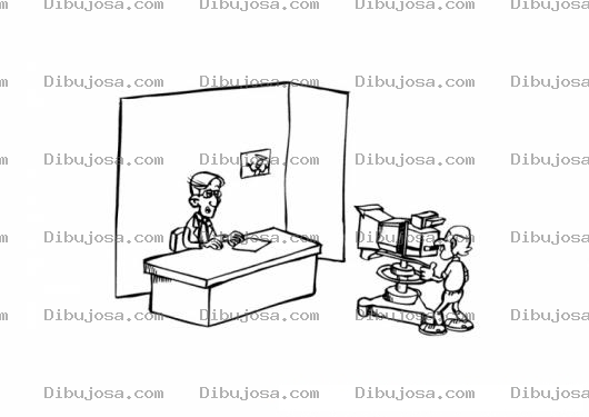 Dibujo para colorear Presentador De Noticias En El Noticiero Con Camarografo