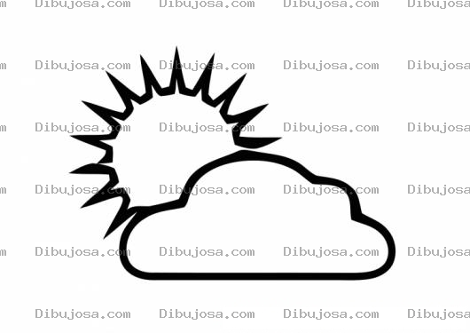 Dibujo para colorear Colorear El Sol Atra De Una Nube
