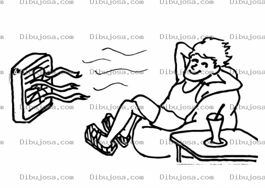 Dibujo para colorear Colorear Hombre Frente Al Ventilador