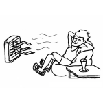 Dibujo para colorear Colorear Hombre Frente Al Ventilador