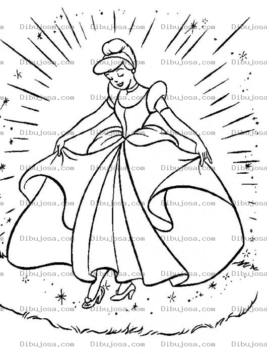 Dibujo para colorear Colorear Cenicienta con zapatillas