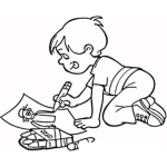 Dibujo para colorear Chico Dibujando A Papa Para Colorear Y Pintar