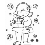 Dibujo para colorear Nena Con Regalo Para Colorear