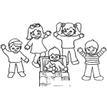 Dibujo para colorear Colorear 5 Ninos Felices