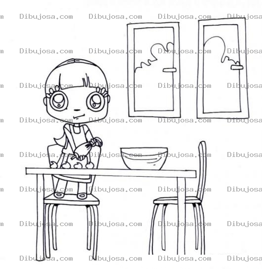 Dibujo para colorear Colorear Nena Haciendo Espumillas Y Merengues