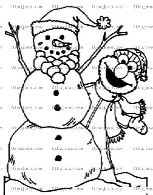 Dibujo para colorear Colorear Elmo Con Snowman
