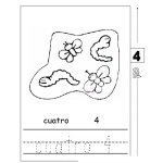 Dibujo para colorear Numero Cuatro 4 Animalitos Para Colorear