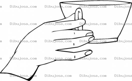 Dibujo para colorear Mano Con Tasa De Cafe Para Colorear