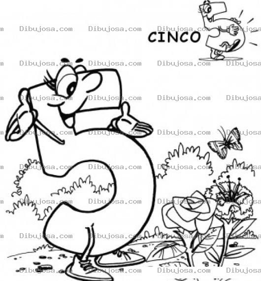Dibujo para colorear Numero 5 Cinco Para Pintar Y Colorear