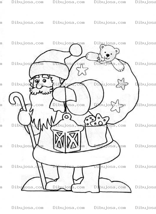 Dibujo para colorear Santaclaus Con Regalos Para Colorear