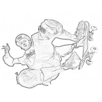 Dibujo para colorear Colorear A Tony Hawk En Patineta