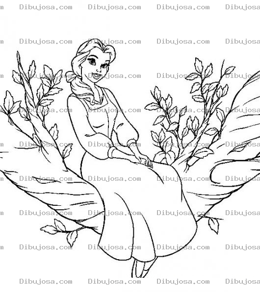 Dibujo para colorear Pintar Princesa sentada en un arbol