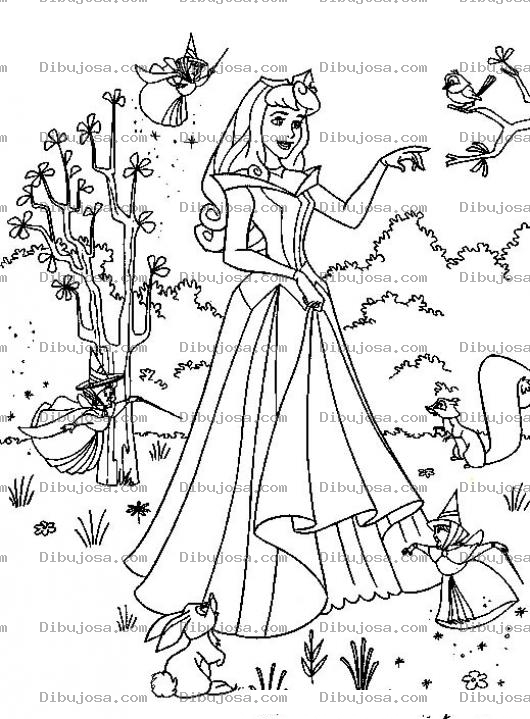 Dibujo para colorear Pintar Princesa en el Bosque