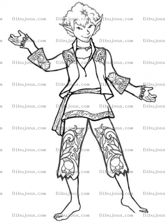 Dibujo para colorear Elfo Bien Vestido Para Colorear