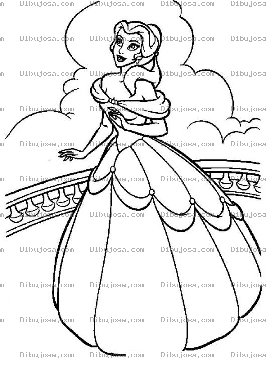 Dibujo para colorear Pintar Princesa en Balcon