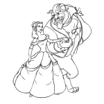 Dibujo para colorear Pintar Princesa caminando con la bestia