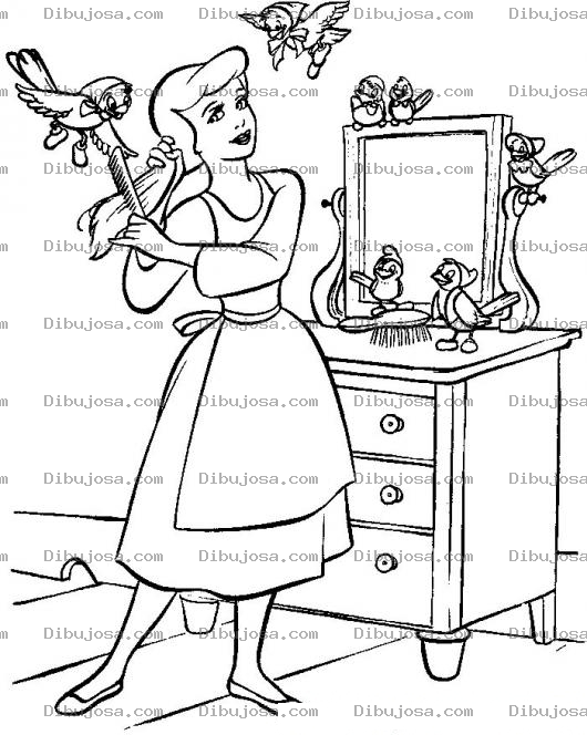 Dibujo para colorear Colorear Princesa Peinandose