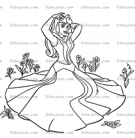 Dibujo para colorear Princesa tocandose el pelo