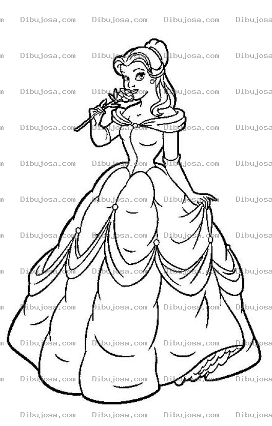 Dibujo para colorear Princesa oliendo una flor