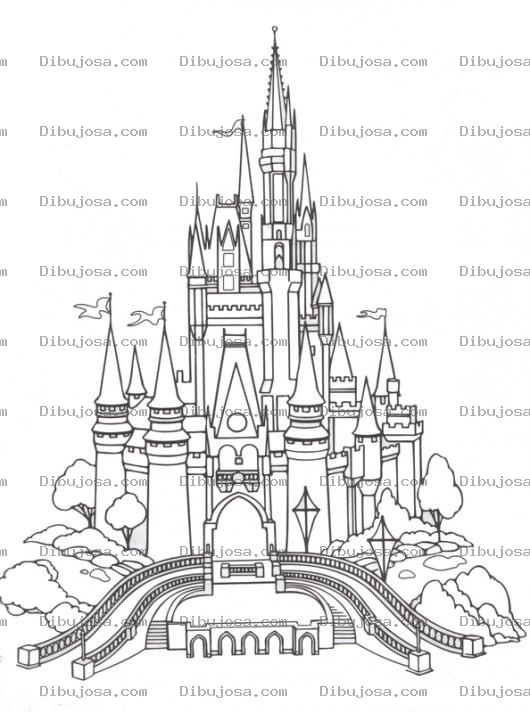 Dibujo para colorear Castillo De Disneylandia Para Colorear