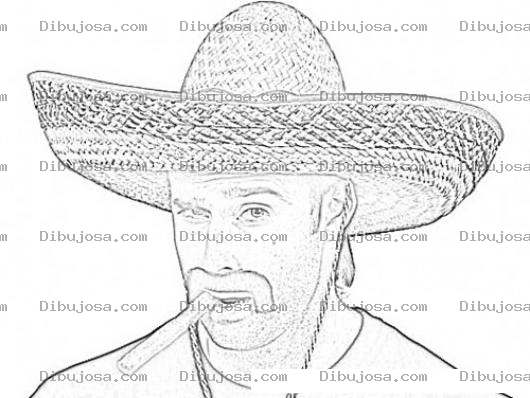 Dibujo para colorear Sombrero Mexicano Para Colorear