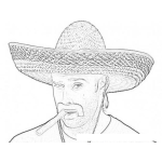 Dibujo para colorear Sombrero Mexicano Para Colorear