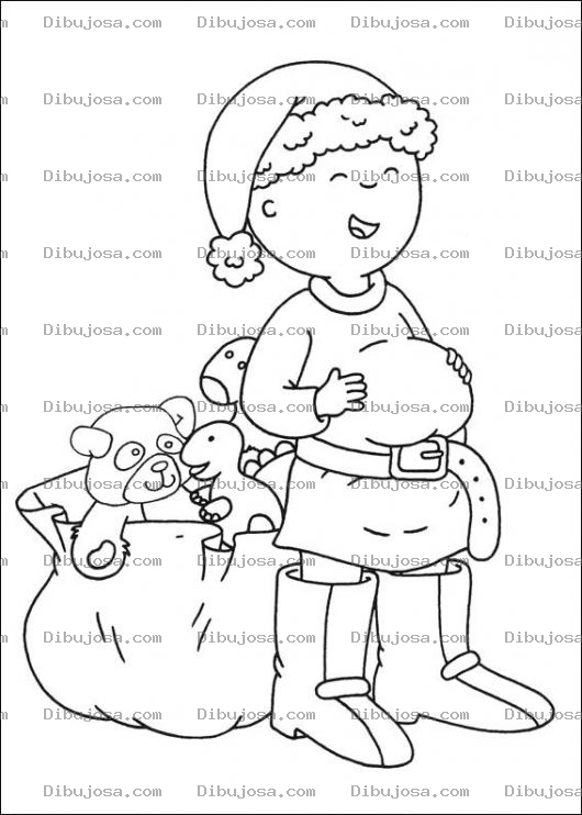 Dibujo para colorear Caillou vestido de Santa Claus
