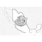Dibujo para colorear Mapa De Mexico Con La Bandera De Mexico Y El Escudo De Mexico Para Colorear