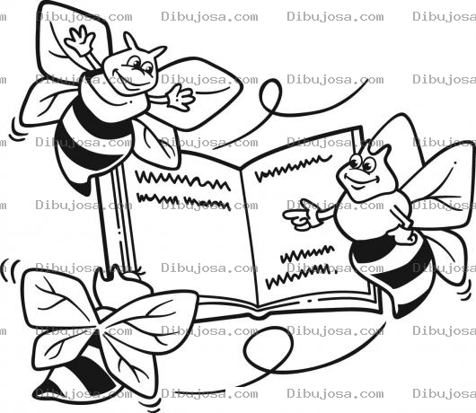 Dibujo para colorear Clorear Abejas Estudiando