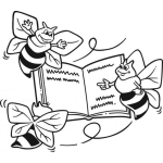 Dibujo para colorear Clorear Abejas Estudiando