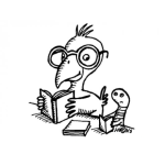 Dibujo para colorear Pollito Y Gusano Estudiando