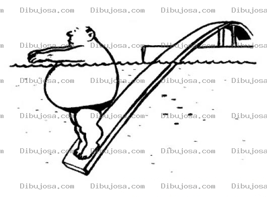 Dibujo para colorear Gordo En Trampolin Para Colorear