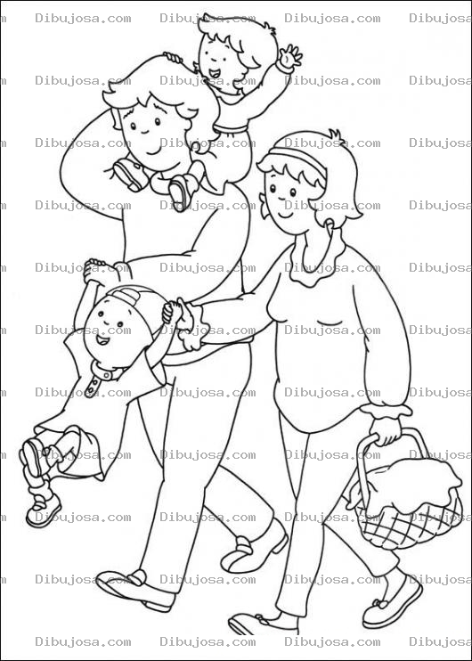 Dibujo para colorear Caillou y su familia