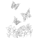 Dibujo para colorear mariposas con flores para colorear