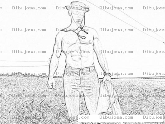 Dibujo para colorear Vaquero Musculoso Para Pintar Y Colorear