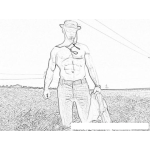 Dibujo para colorear Vaquero Musculoso Para Pintar Y Colorear
