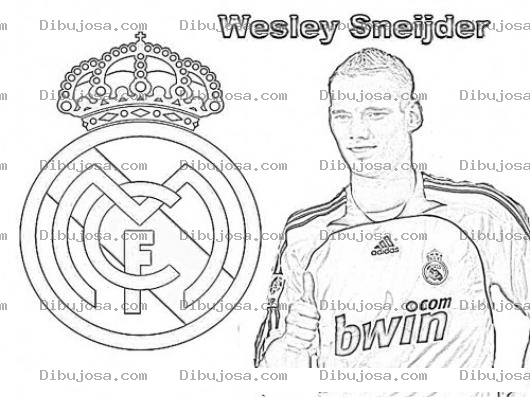 Dibujo para colorear Wesley Sneijder Jugador Del Real Madrid Para Colorear Y Pintar