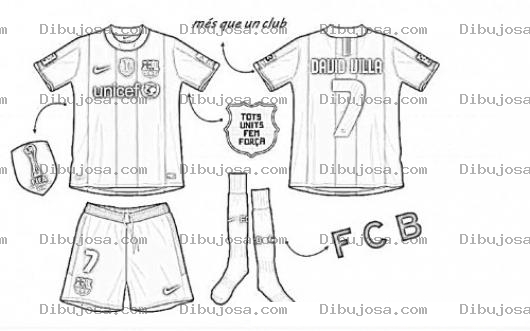 Dibujo para colorear Uniforme Completo Del Barca Fcb Para Colorear