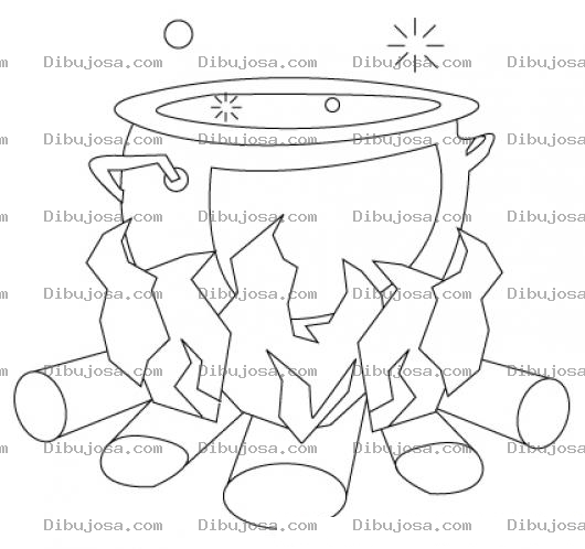 Dibujo para colorear Dibujo De Una Olla En El Fuego Para Colorear Y Pintar
