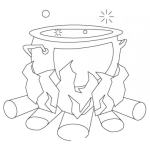 Dibujo para colorear Dibujo De Una Olla En El Fuego Para Colorear Y Pintar