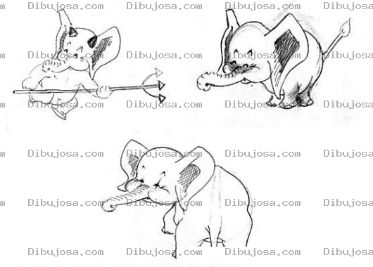 Dibujo para colorear Dibujo Del Angelito Y El Diablito De Un Elefante
