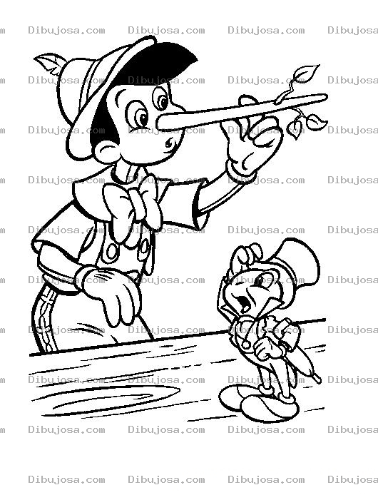 Dibujo para colorear Pincho Con Pepe Grillo Para Colorear
