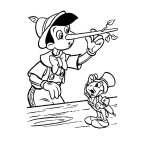 Dibujo para colorear Pincho Con Pepe Grillo Para Colorear