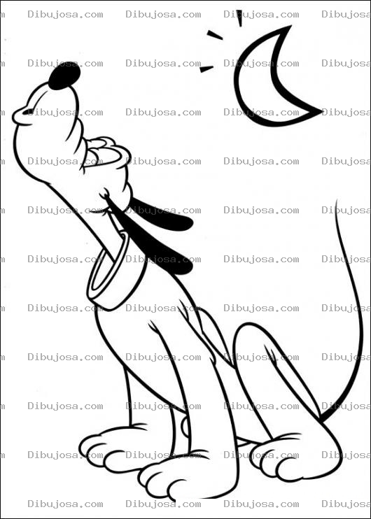 Dibujo para colorear Pluto Aullando Bajo La Luz De La Luna Para Colorear